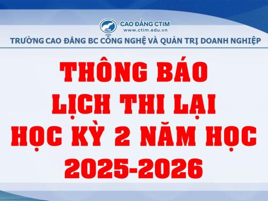 Thông báo lịch thi lại học kỳ 2 năm học 2025-2026